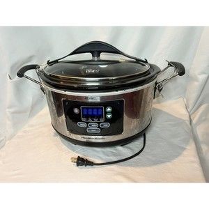 Hamilton Beach Slow Cooker Model 33967 6 Quart Silver With Black Interior *Dings